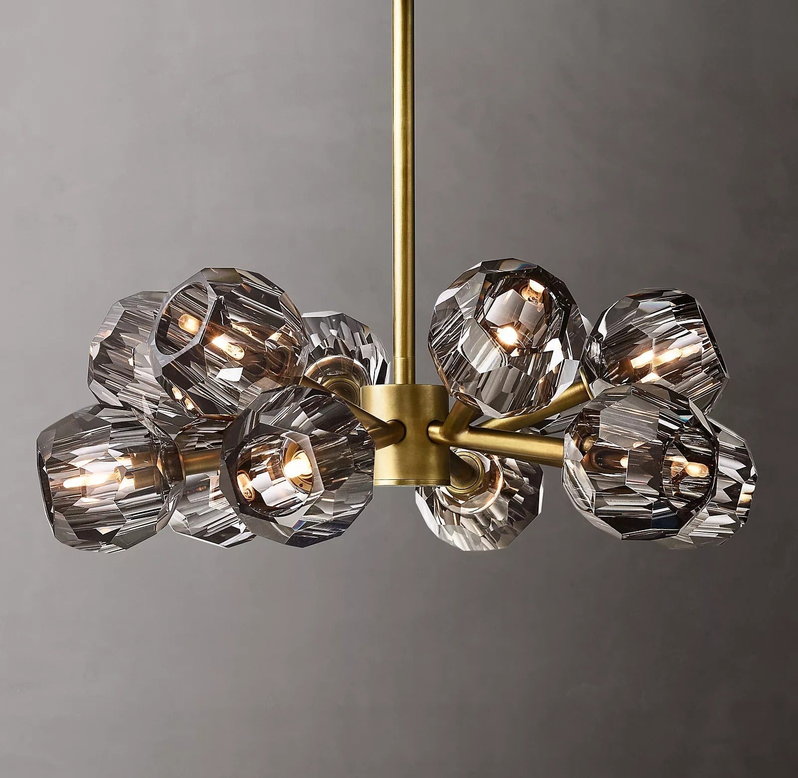 Boule De Cristal Smoke Glass Ball Modern Round Chandelier Lighting 24"