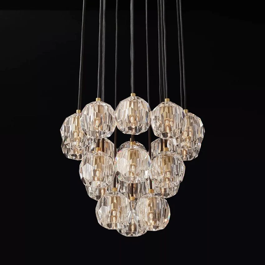 Boule De Crystal Ball Cluster Chandelier D19" Elegant Ceiling Light for Living Room