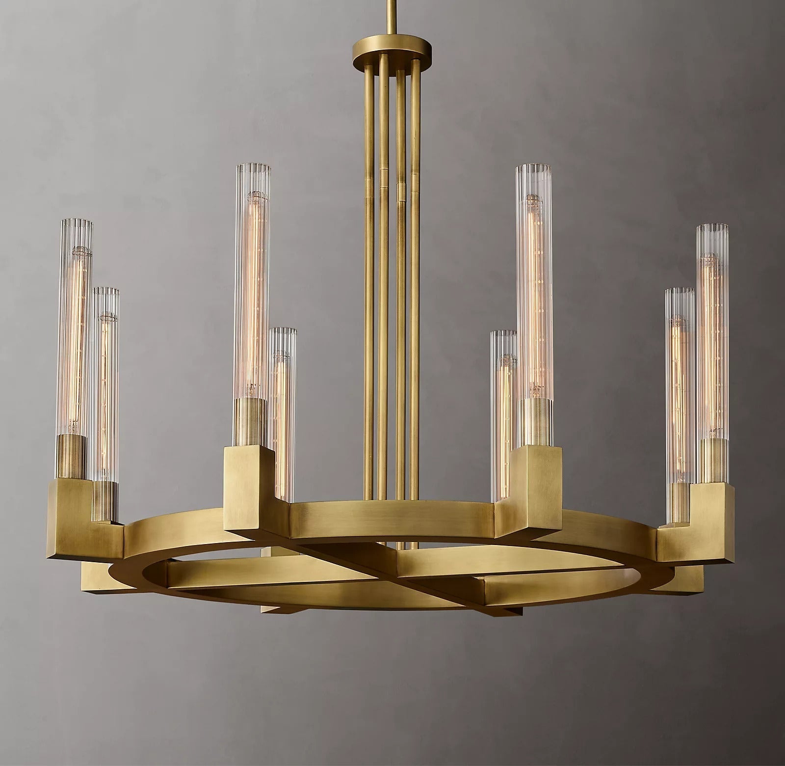 Cannele Candlestick Round Chandelier Lighting 36" Vintage