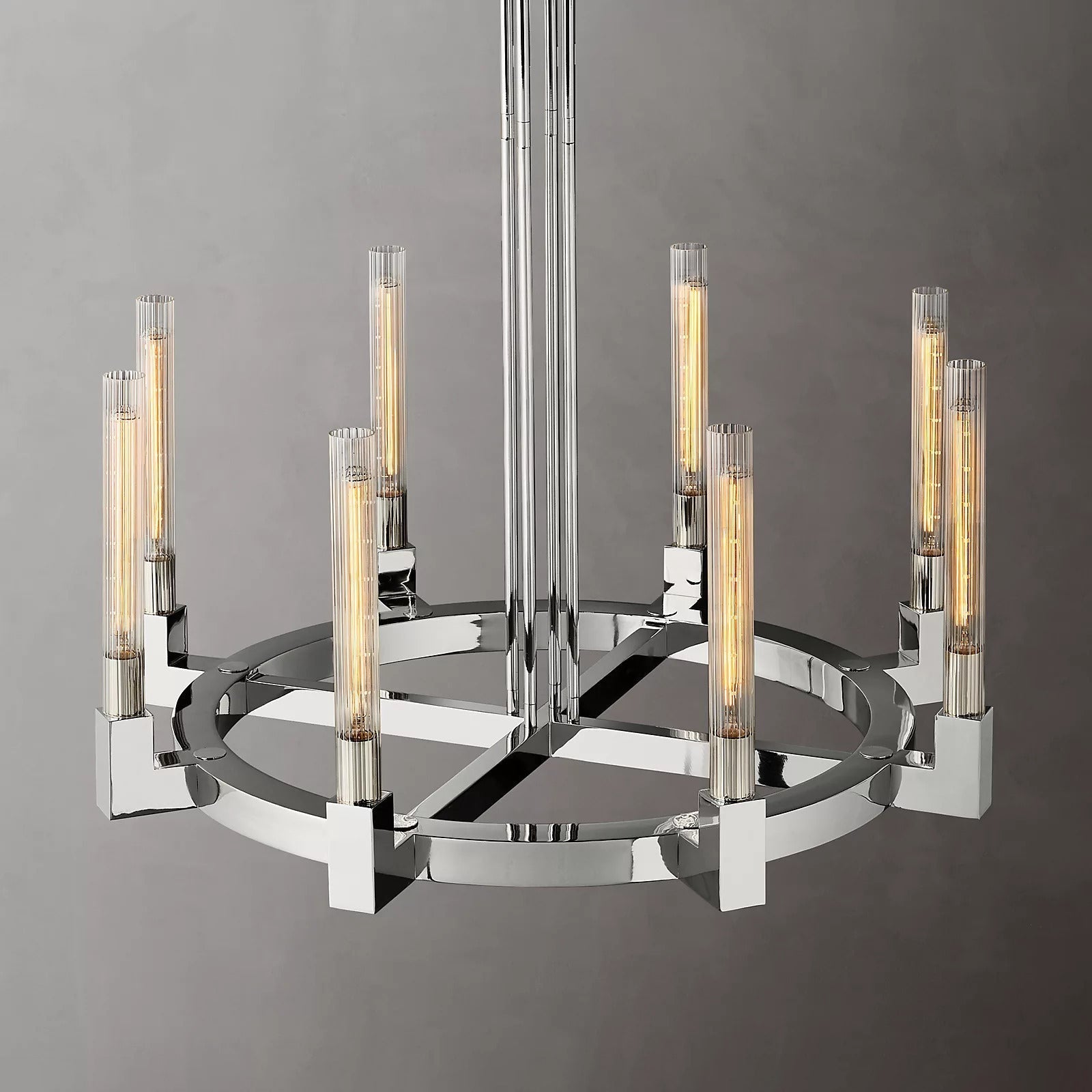 Cannele Candlestick Round Chandelier Lighting 36" Vintage