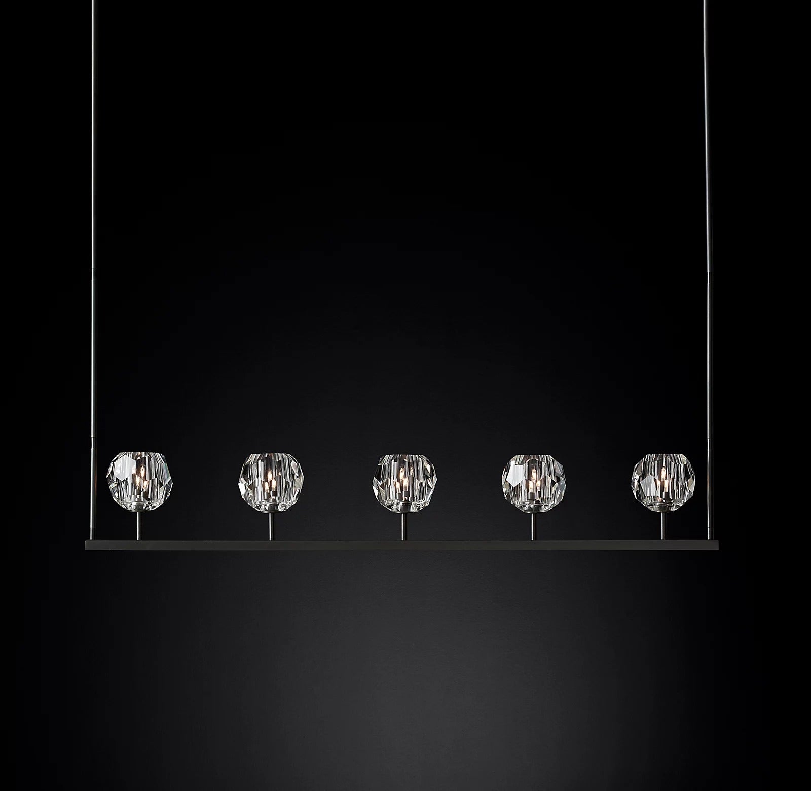 Boule De Cristal Clear Glass Minimalist Linear Elegant Chandelier 48" Lighting Fixture