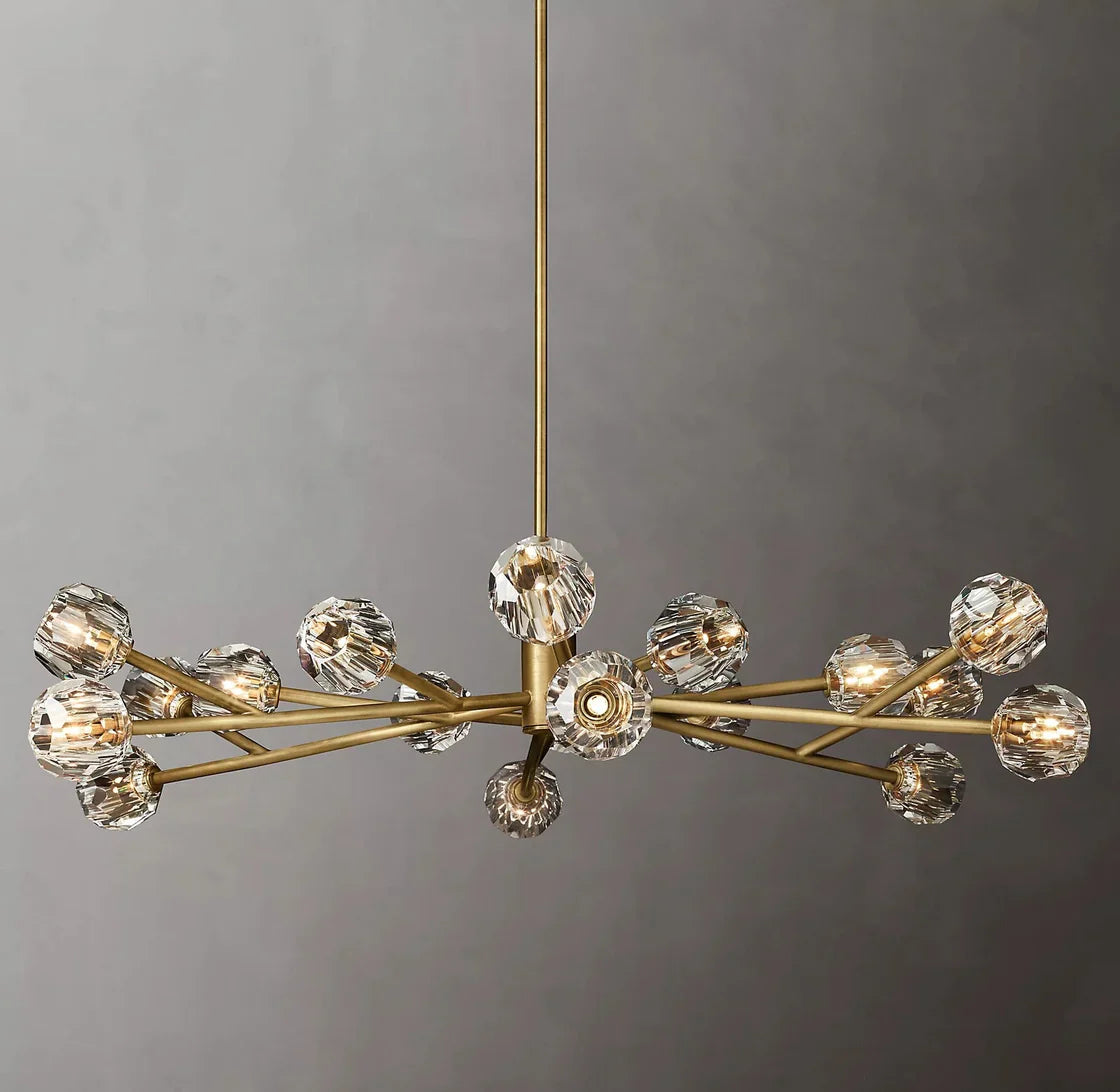 Boule De Cristal Clear Glass Ball Modern Round Chandelier 60" Luxury Lighting