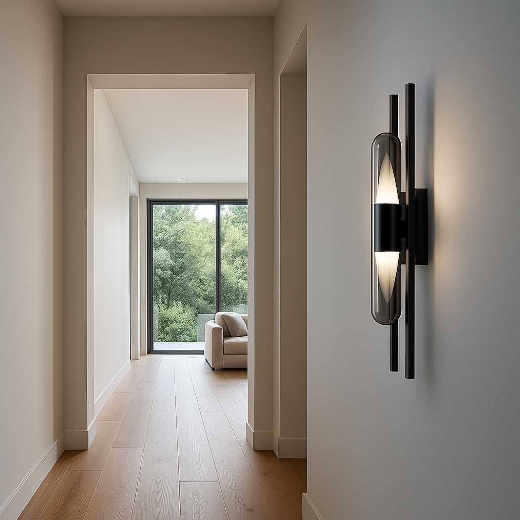 Linear Frame Smoked Glass Wall Sconce