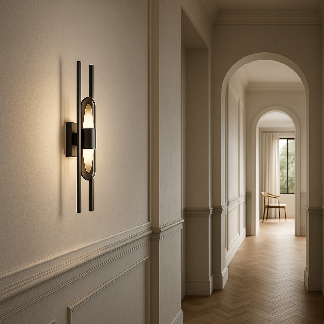 Linear Frame Smoked Glass Wall Sconce