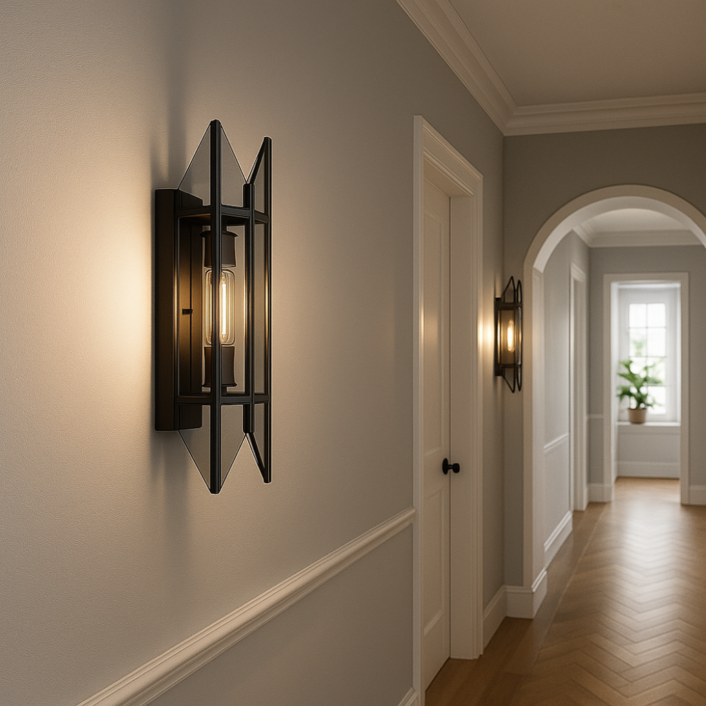 Geometric Grid Iron Wall Sconce
