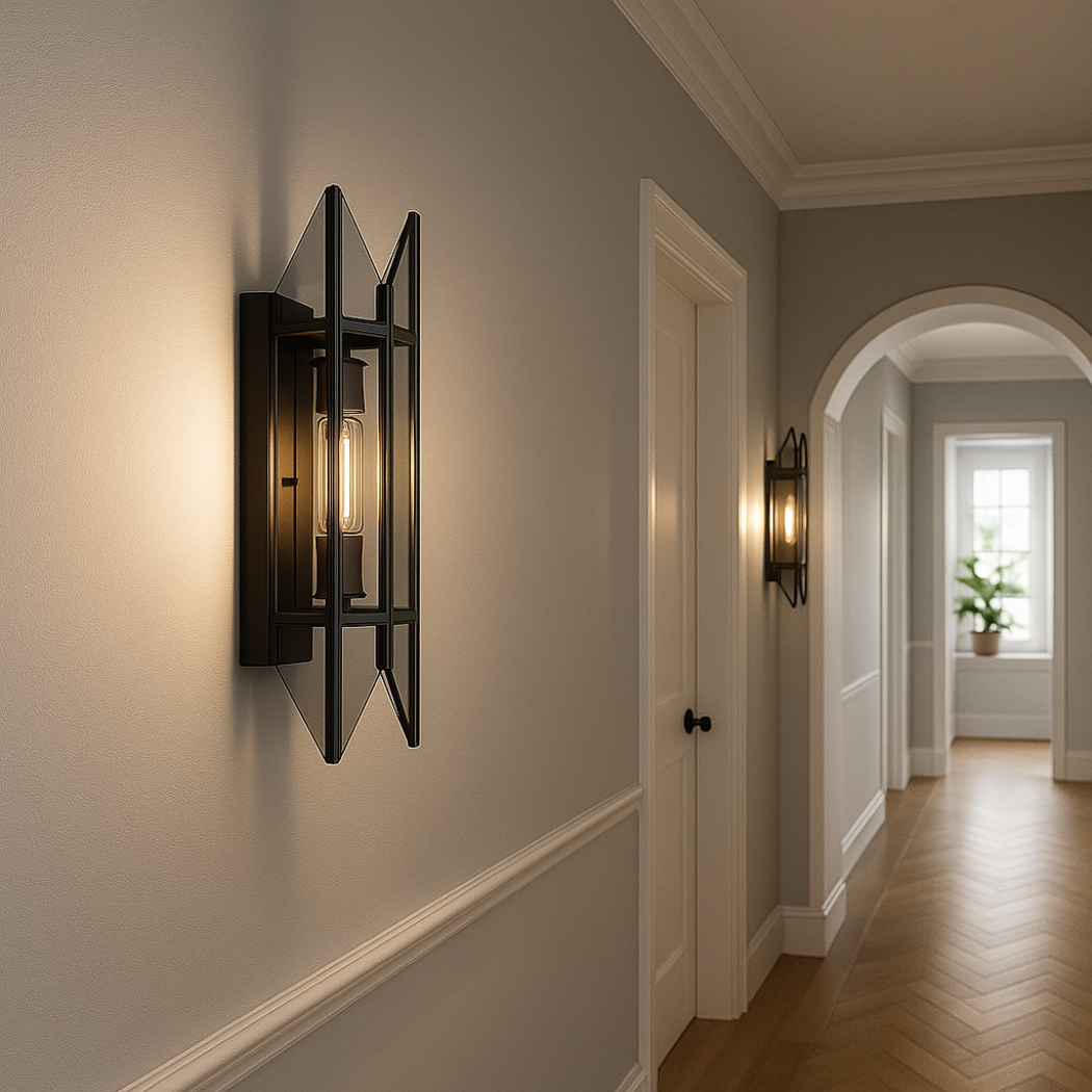 Geometric Grid Iron Wall Sconce