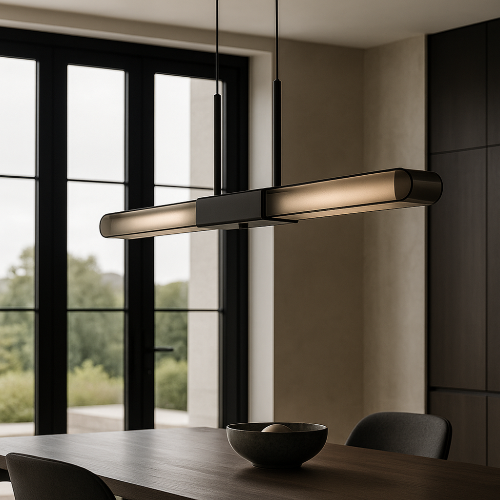 Linear Smoked Glass Pendant Light