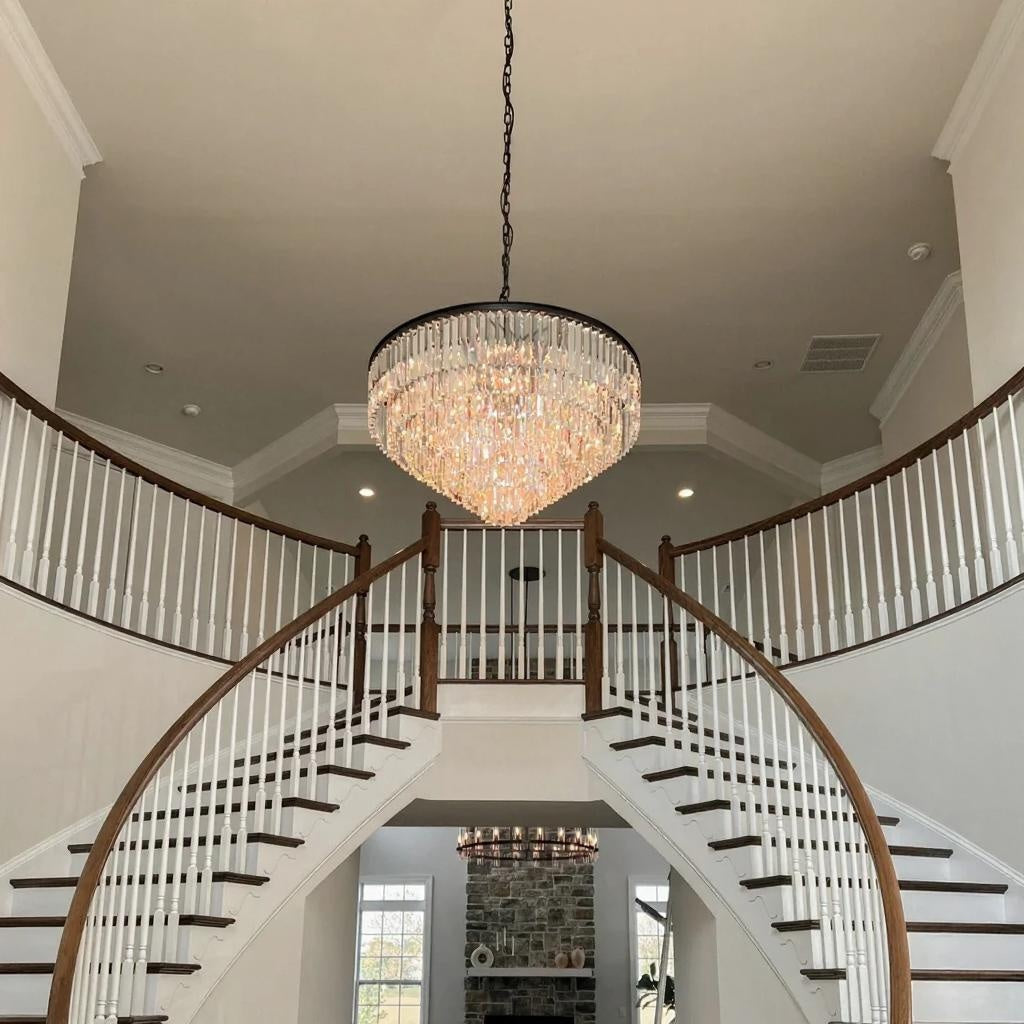 1920s Odeon Elegant Crystal Round Chandelier Lighting for Living Room