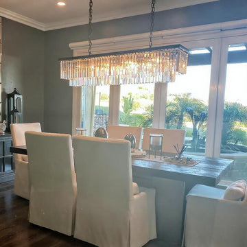 1920s Odeon Two-Tier Luxury Crystal Linear Chandelier Lighting for Dining Room