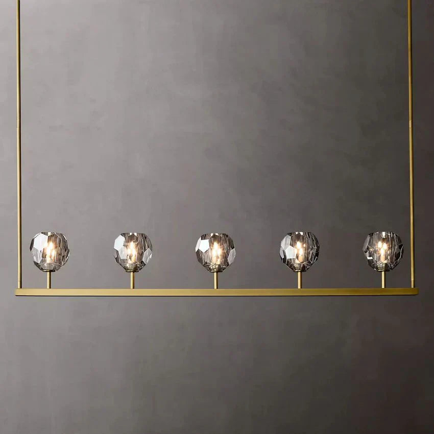 Boule De Cristal Modern Smoke Glass Linear Chandelier 48" Contemporary Ceiling Fixture