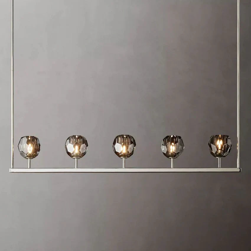 Boule De Cristal Modern Smoke Glass Linear Chandelier 48" Contemporary Ceiling Fixture
