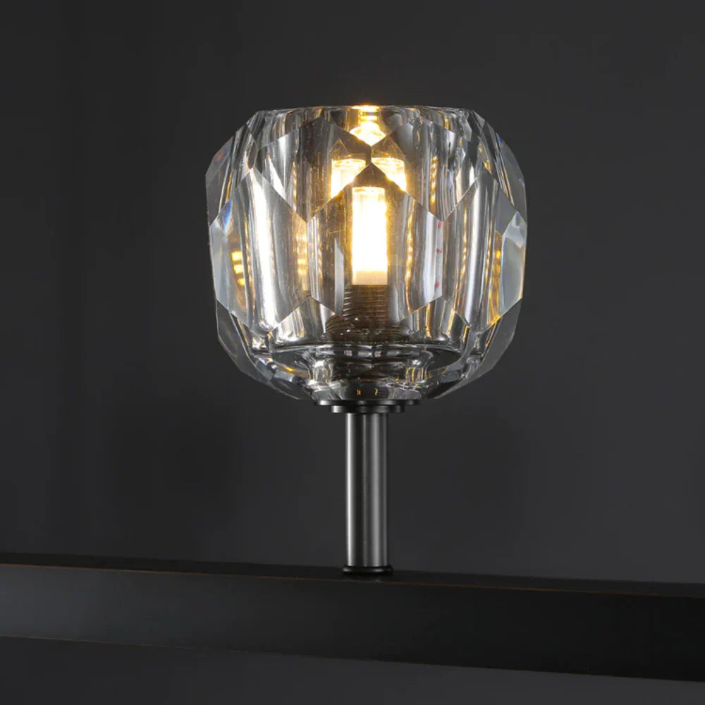 Boule De Cristal Modern Smoke Glass Linear Chandelier 48" Contemporary Ceiling Fixture