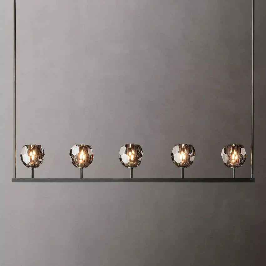 Boule De Cristal Modern Smoke Glass Linear Chandelier 48" Contemporary Ceiling Fixture