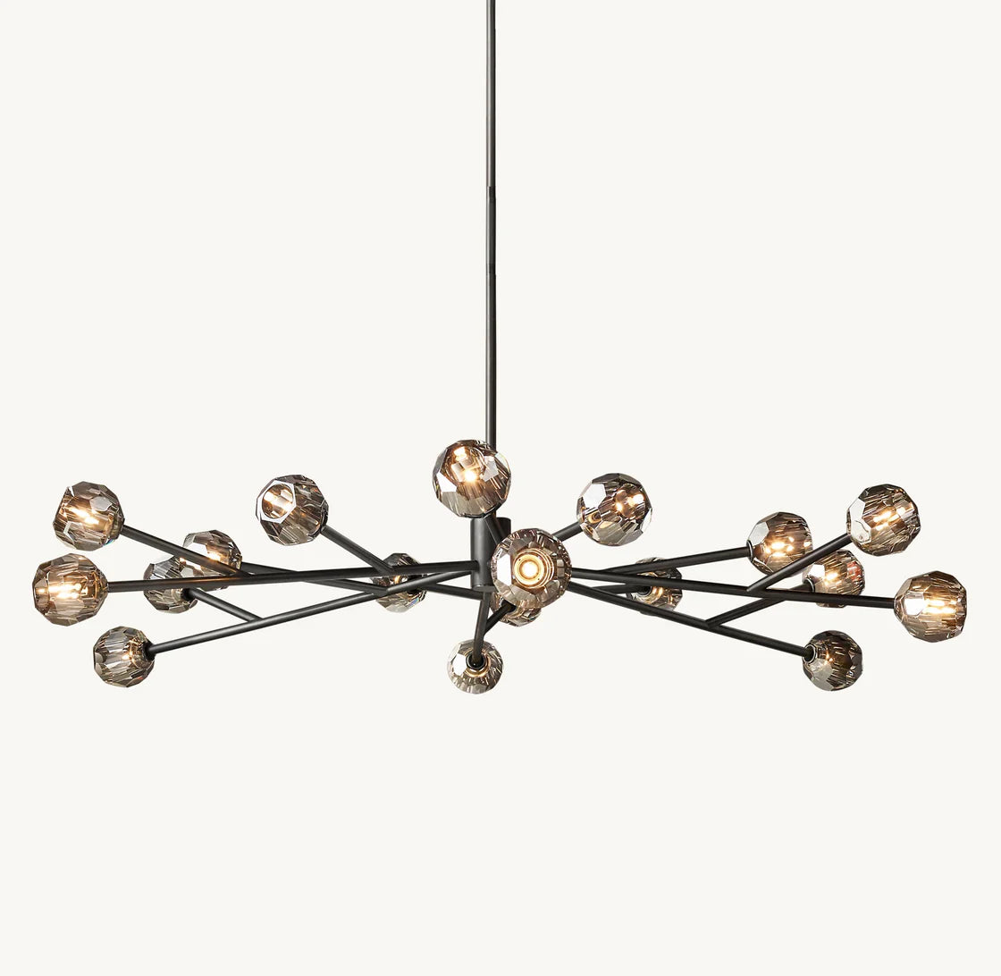 Boule De Crystal Ball Elegant Smoke Glass Round Chandelier 72" Luxury Ceiling Light