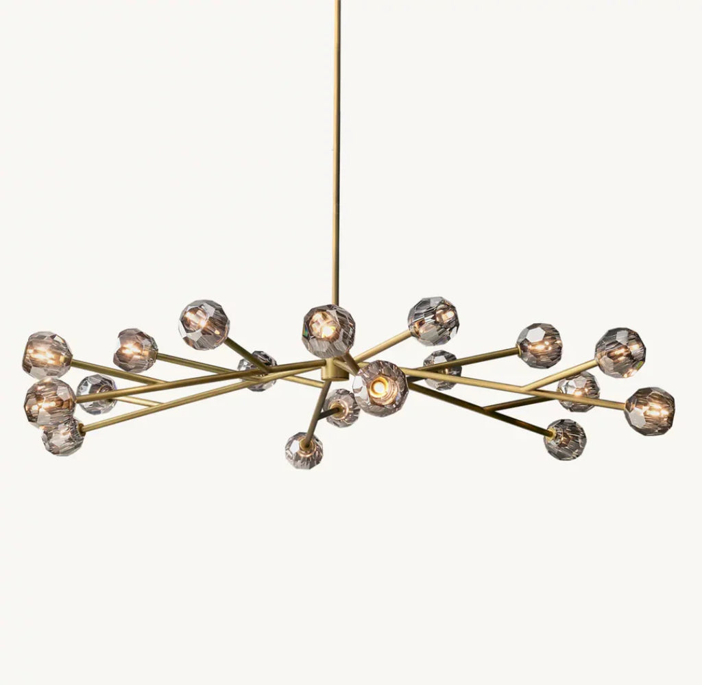 Boule De Crystal Ball Elegant Smoke Glass Round Chandelier 72" Luxury Ceiling Light