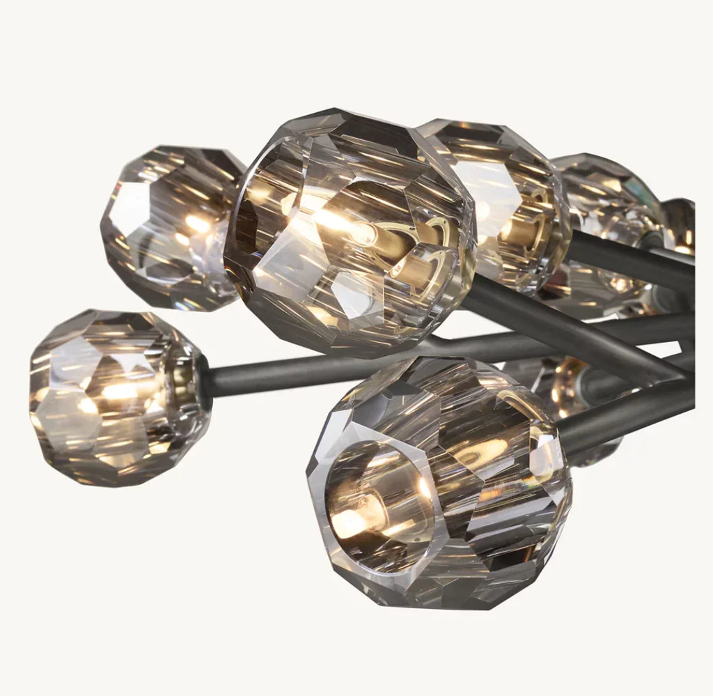 Boule De Crystal Ball Elegant Smoke Glass Round Chandelier 72" Luxury Ceiling Light