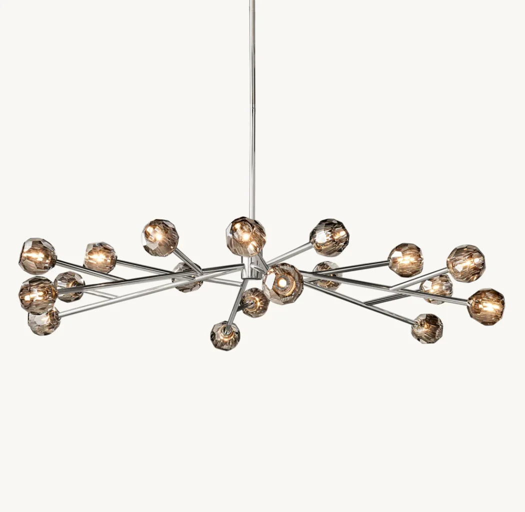 Boule De Crystal Ball Elegant Smoke Glass Round Chandelier 72" Luxury Ceiling Light