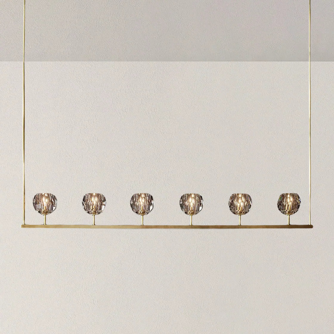 Boule De Cristal Clear Glass Minimalist Linear Chandelier 60" Dining Room Lighting