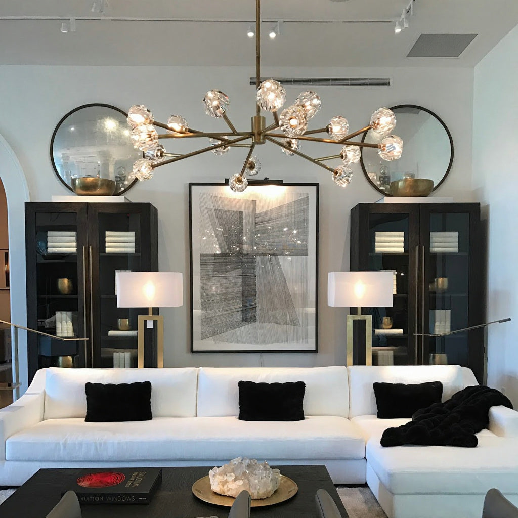 Boule De Cristal Smoke Glass Ball Luxury Modern Round Chandelier Lighting 60"
