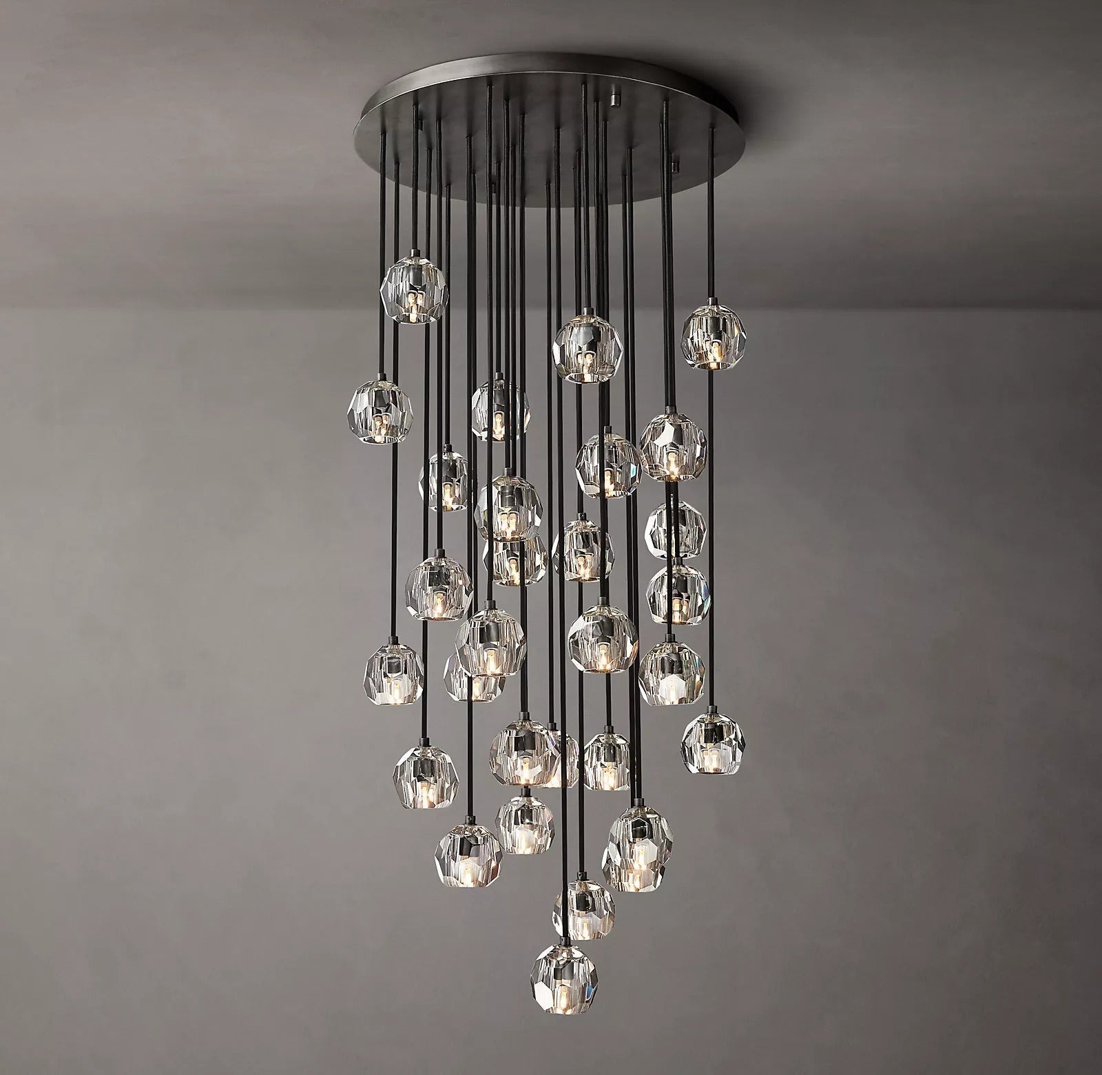 Boule De Cristal Clear Glass Ball Round Cluster Chandelier Elegant Lighting 30"
