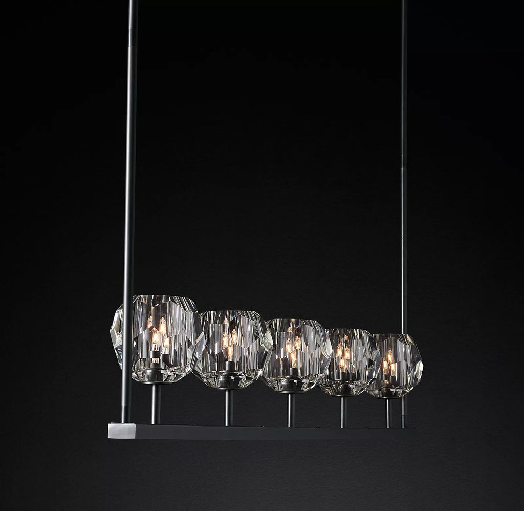 Boule De Cristal Clear Glass Minimalist Linear Elegant Chandelier 48" Lighting Fixture