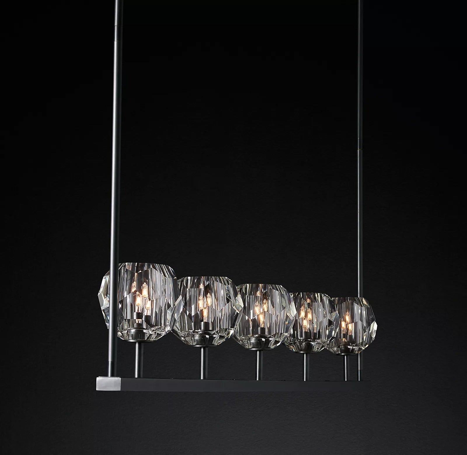 Boule De Cristal Clear Glass Minimalist Linear Elegant Chandelier 48" Lighting Fixture