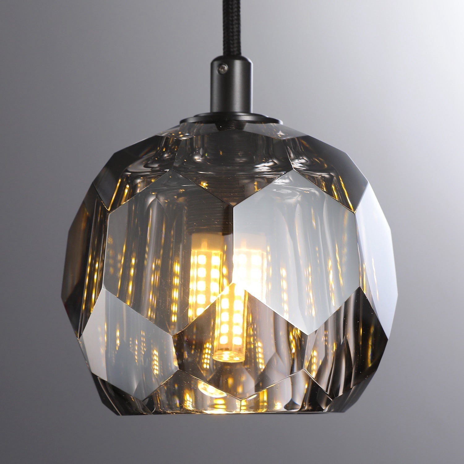Boule De Clear/Smoke Glass Cord Pendant Light Modern Decorative Fixture