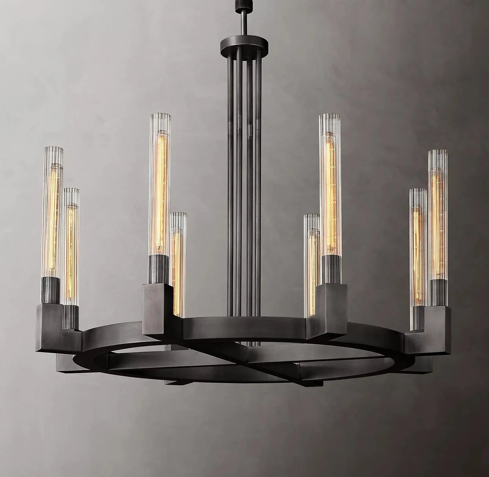 Cannele Candlestick Round Chandelier Lighting 36" Vintage