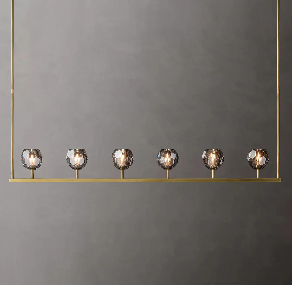 Boule De Cristal Smoke Glass Minimalist Linear Chandelier Contemporary Lighting 60"