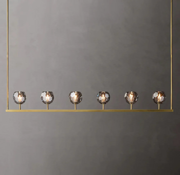 Boule De Cristal Smoke Glass Minimalist Linear Chandelier Contemporary Lighting 60