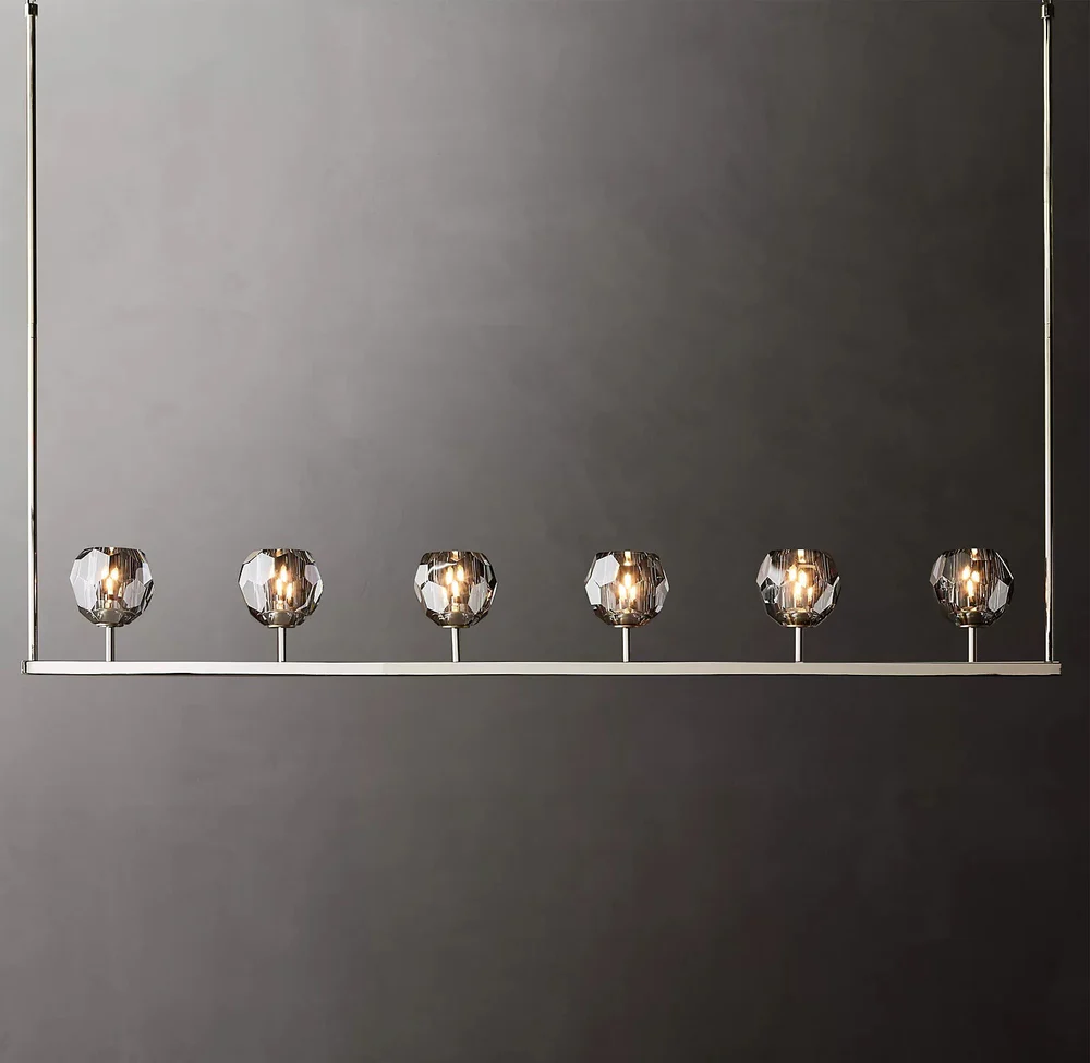 Boule De Cristal Smoke Glass Minimalist Linear Chandelier Contemporary Lighting 60"