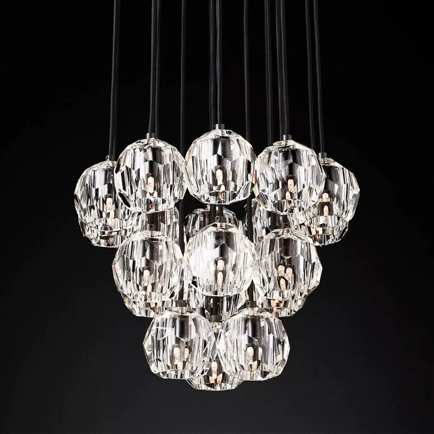 Boule De Crystal Ball Cluster Chandelier D19" Elegant Ceiling Light for Living Room
