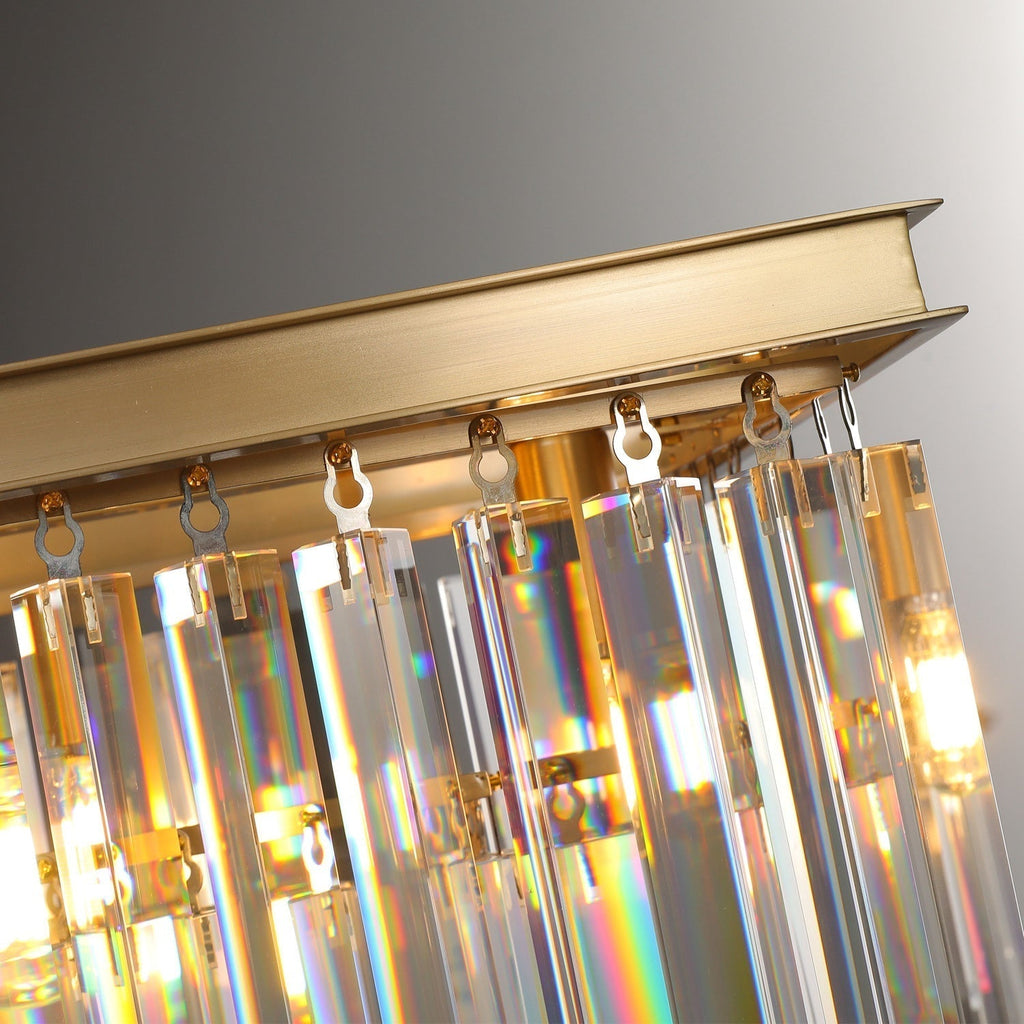 1920s Odeon Two-Tier Luxury Crystal Linear Chandelier Lighting for Dining Room