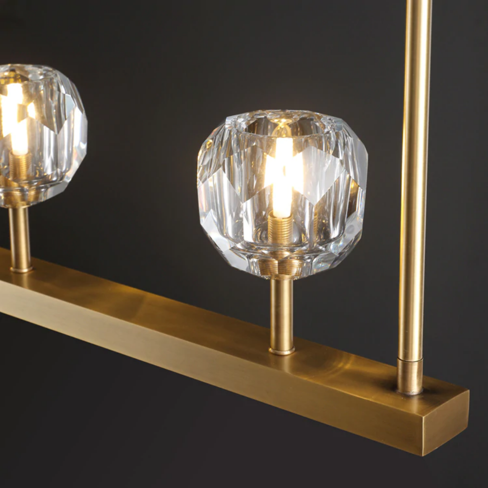 Boule De Cristal Clear Glass Minimalist Linear Elegant Chandelier 48" Lighting Fixture