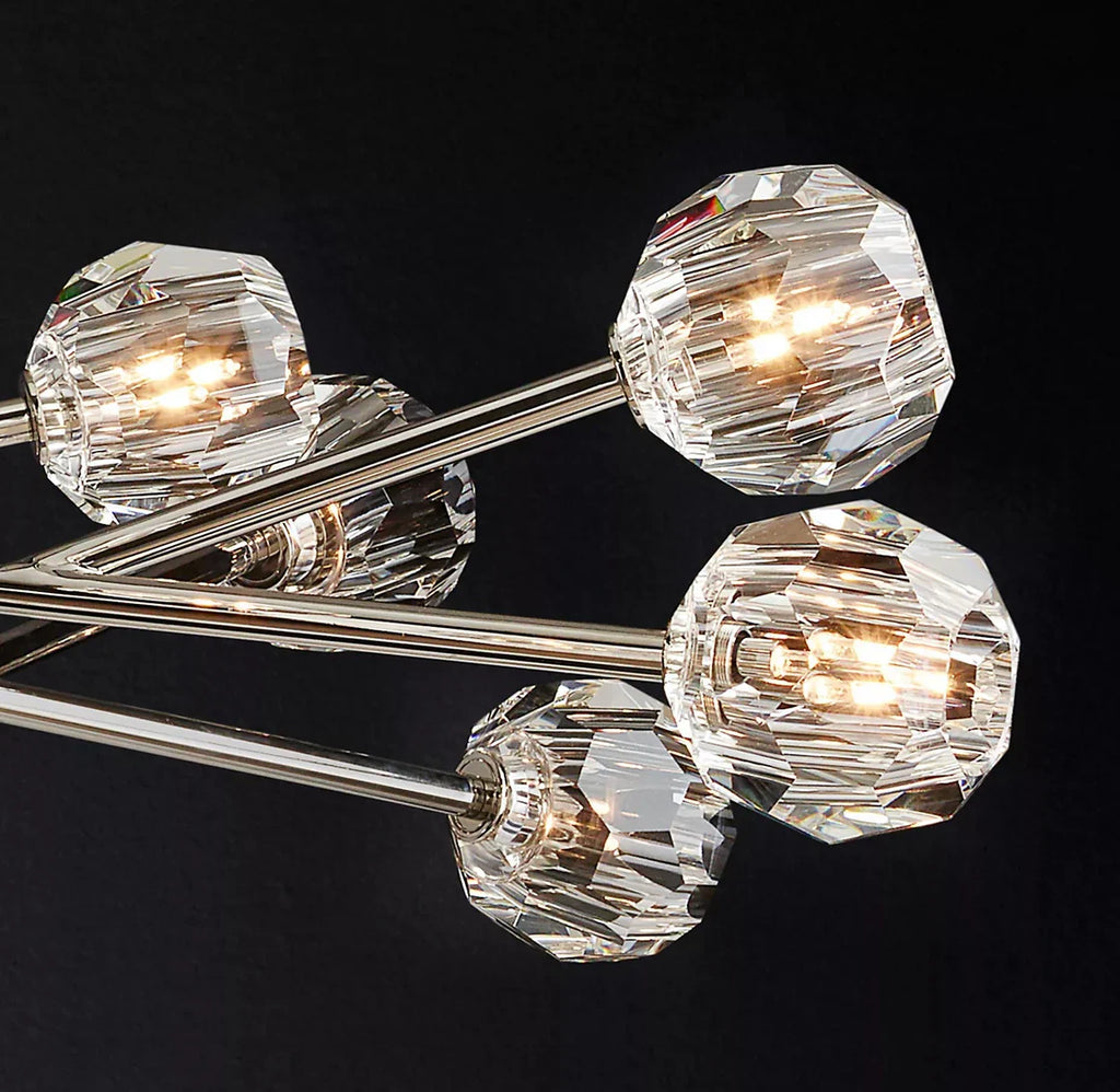 Boule De Cristal Clear Glass Ball Modern Round Chandelier 60" Luxury Lighting