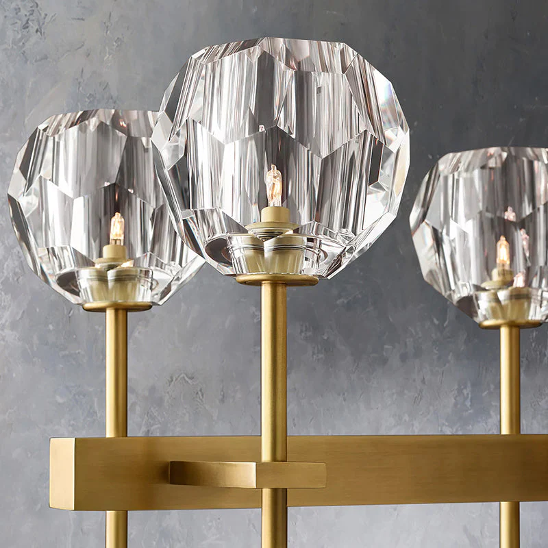 Boule De Crystal Ball Glass Linear Chandelier 60" Rod Contemporary Lighting Fixture