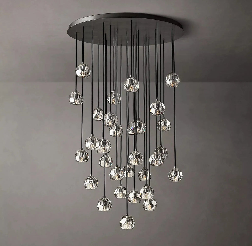 Boule De Cristal Clear Glass Ball Round Cluster Chandelier Elegant Lighting 40"
