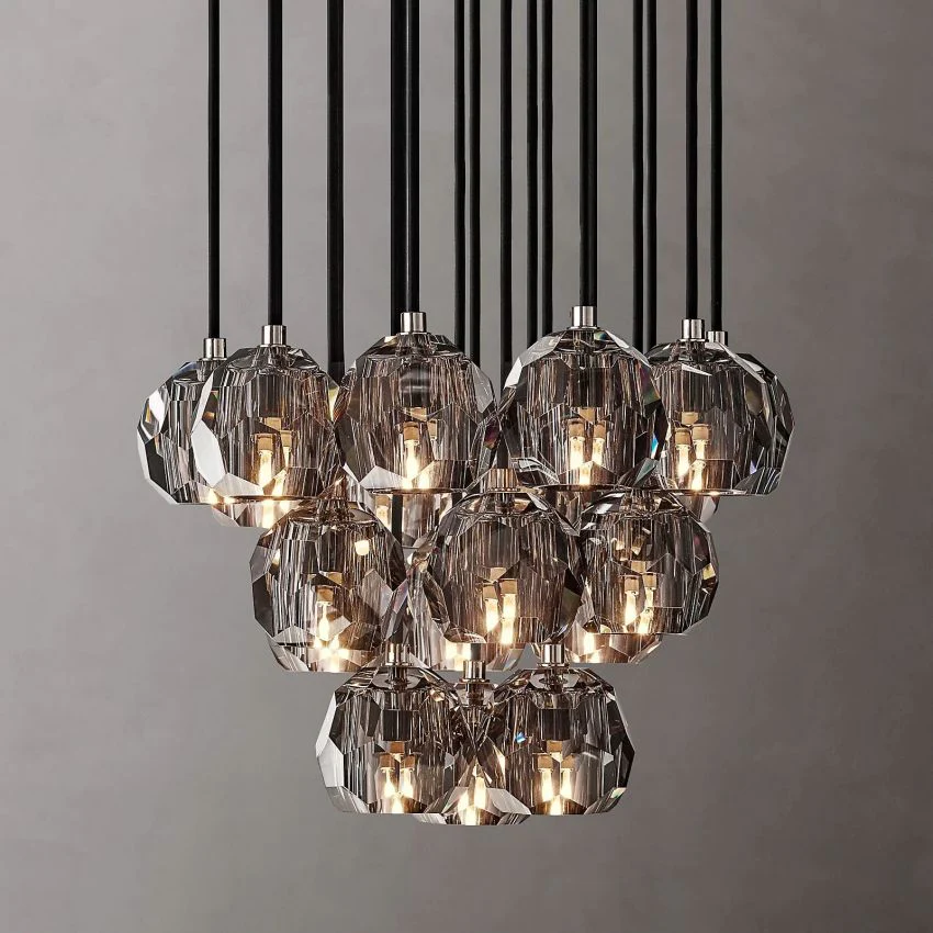 Boule De Crystal Ball Cluster Chandelier D19" Elegant Ceiling Light for Living Room