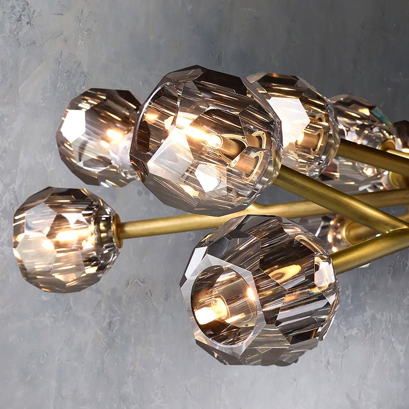 Boule De Cristal Smoke Glass Ball Modern Round Chandelier Lighting 24"