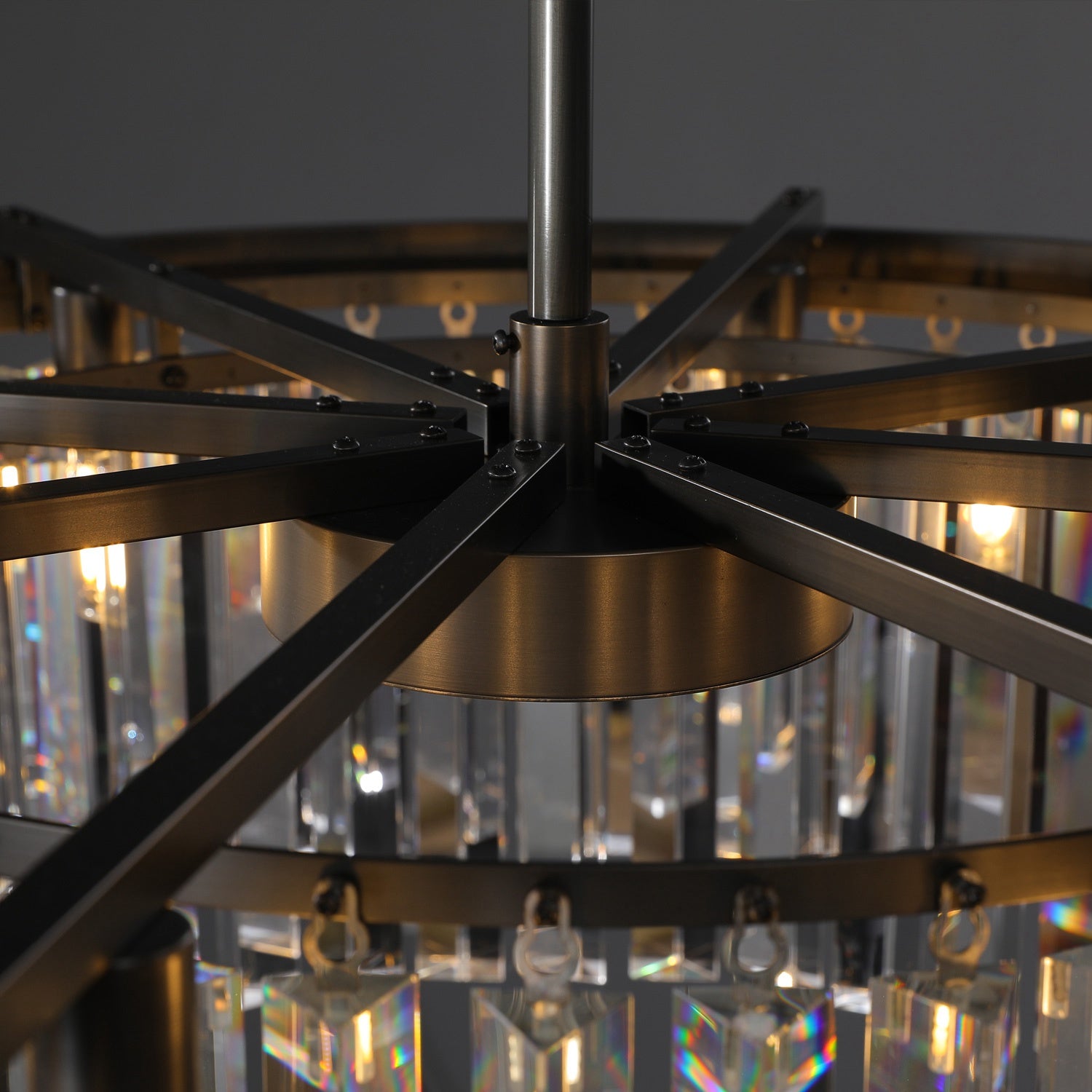 1920s Odeon Elegant Crystal Round Chandelier Lighting Black 32"/43" for Living Room