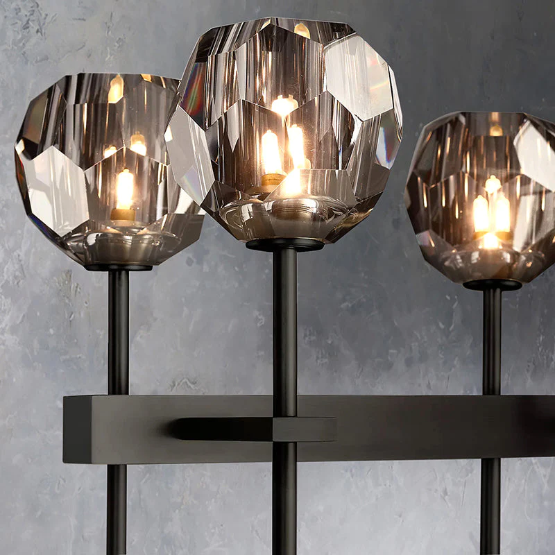 Boule De Crystal Ball Glass Linear Chandelier 60" Rod Contemporary Lighting Fixture
