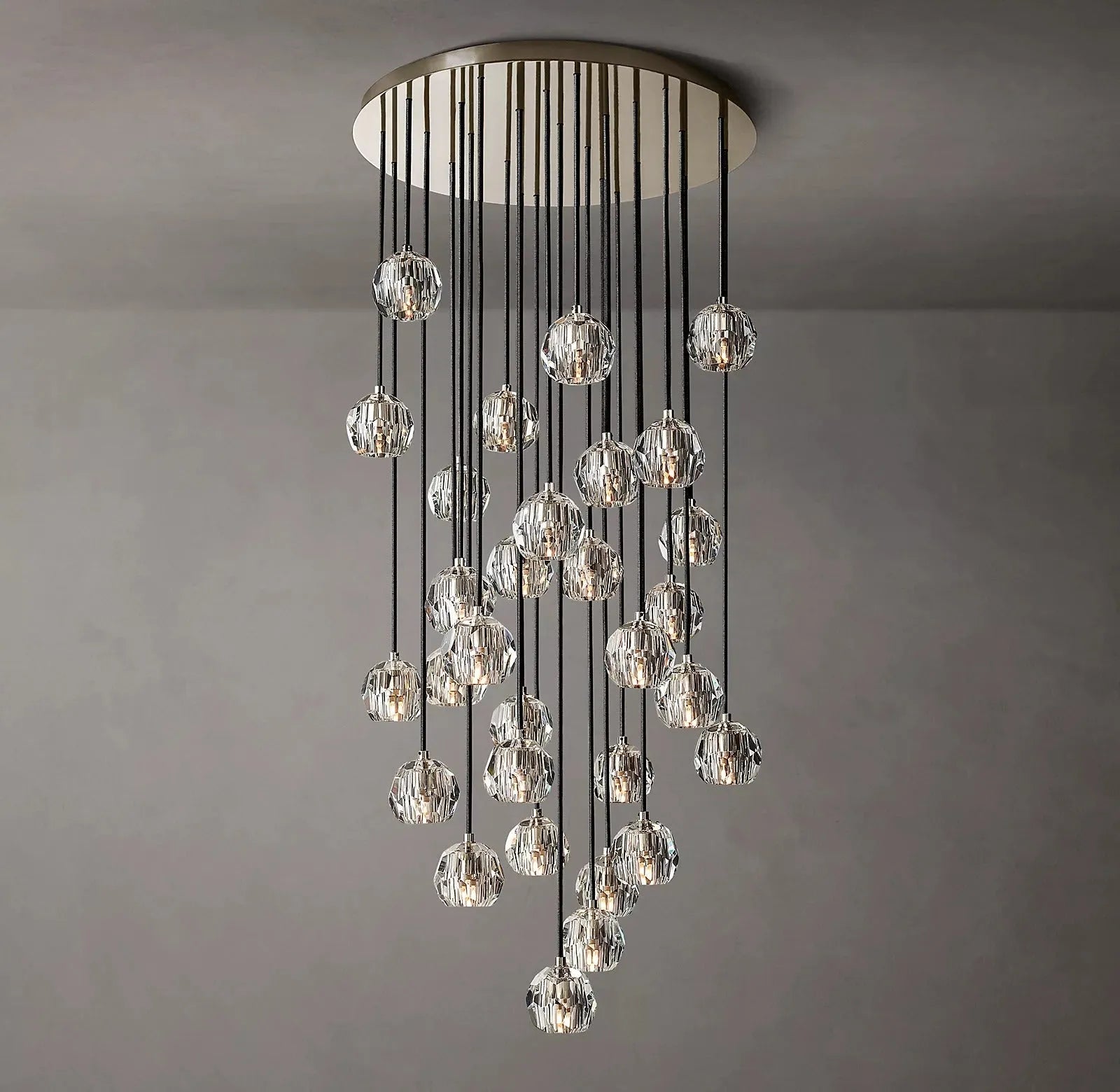 Boule De Cristal Clear Glass Ball Round Cluster Chandelier Elegant Lighting 30"