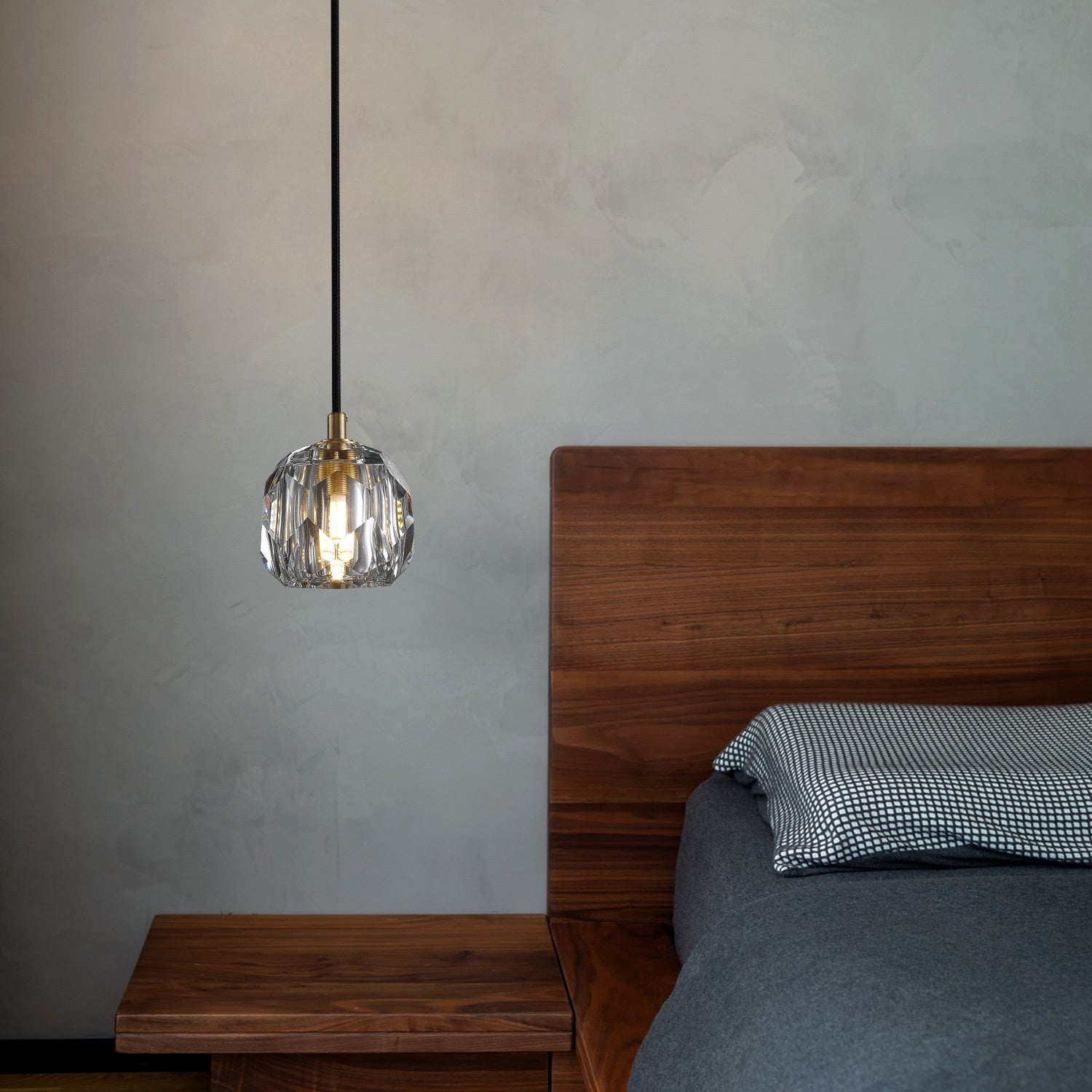 Boule De Clear/Smoke Glass Cord Pendant Light Modern Decorative Fixture