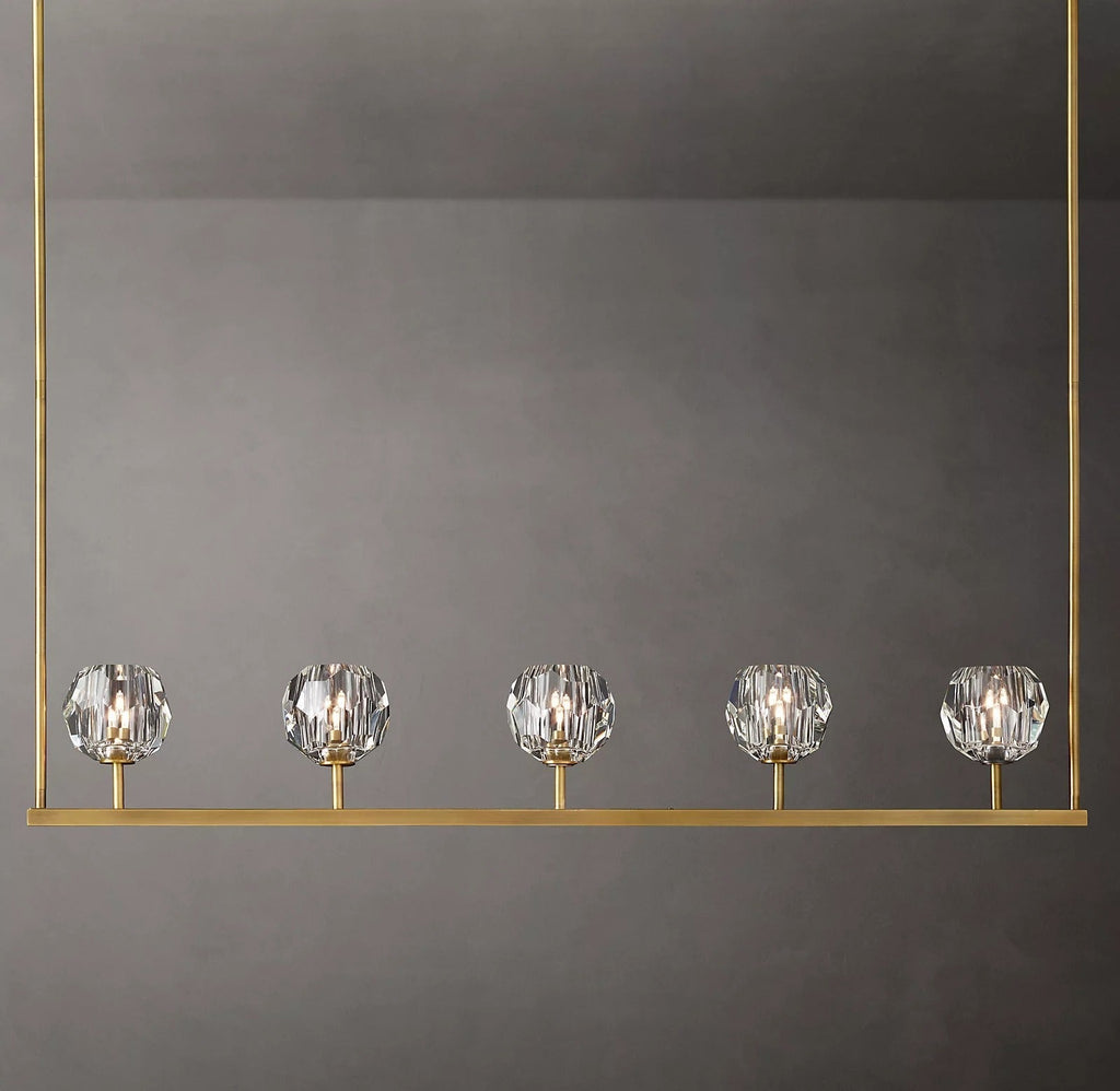 Boule De Cristal Clear Glass Minimalist Linear Elegant Chandelier 48" Lighting Fixture
