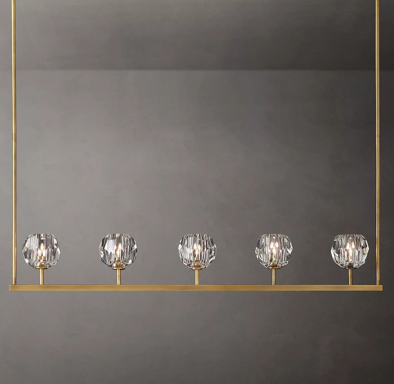 Boule De Cristal Clear Glass Minimalist Linear Elegant Chandelier 48" Lighting Fixture