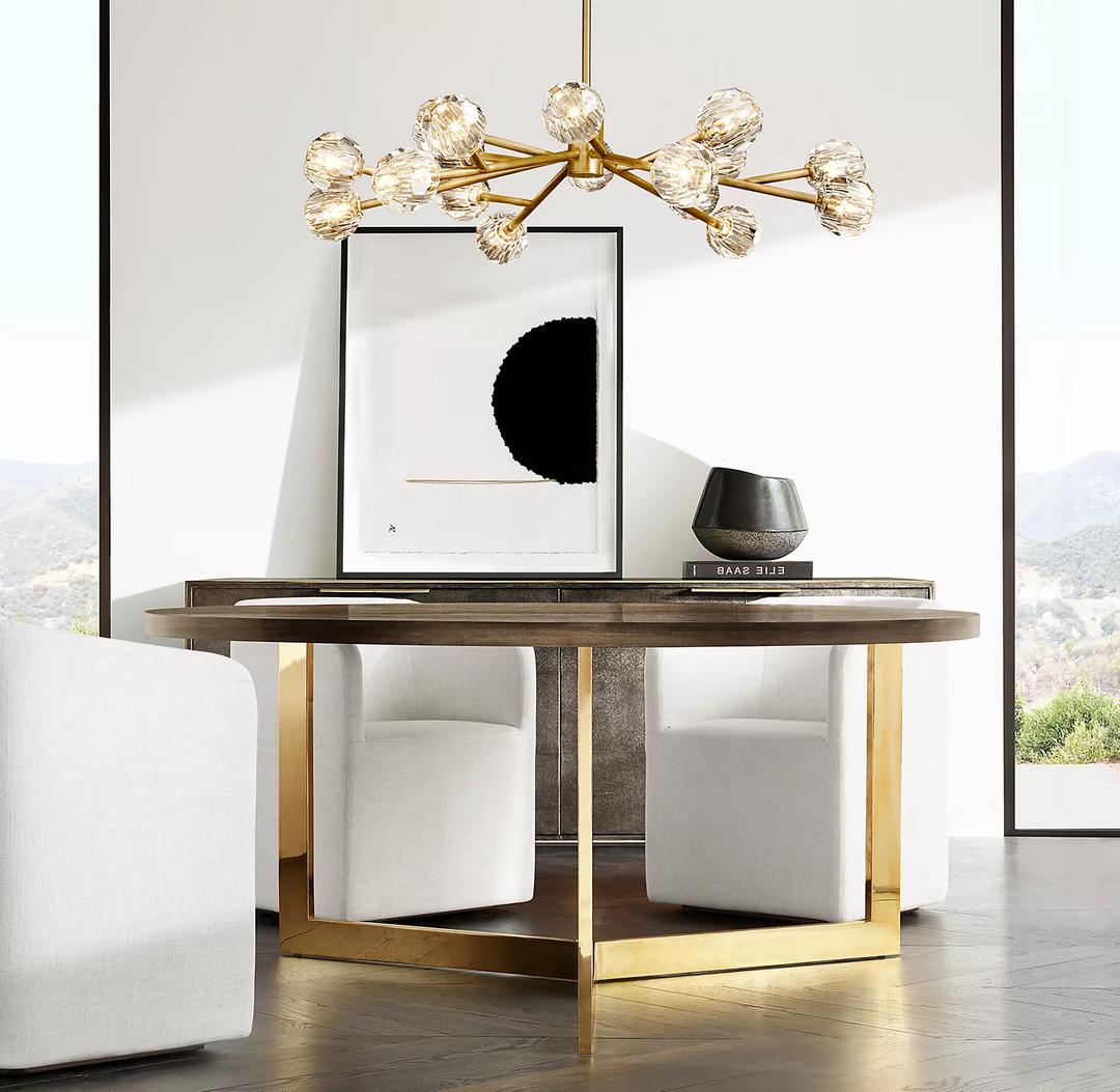 Boule De Cristal Clear Glass Ball Modern Round Chandelier Lighting 48"