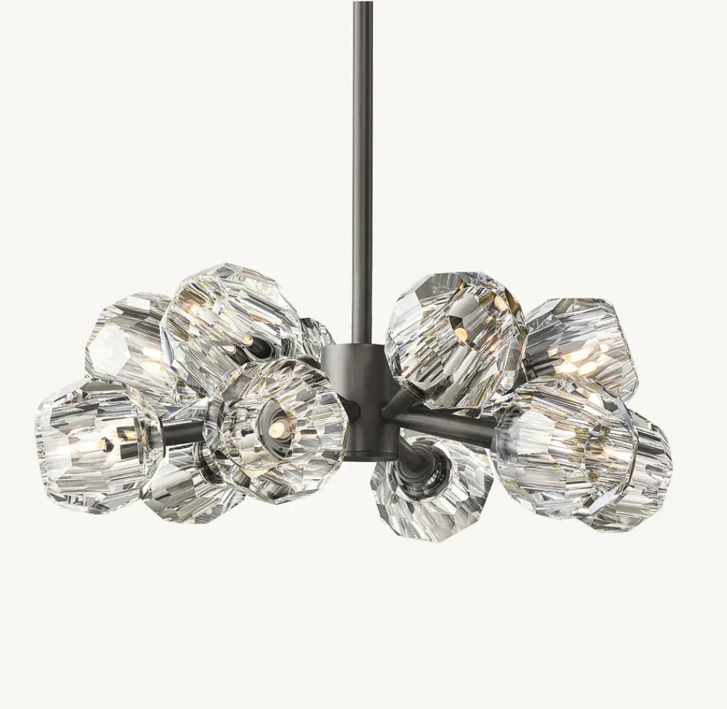 Boule De Cristal Clear Glass Round Chandelier Lighting 24" Elegant Ceiling Light