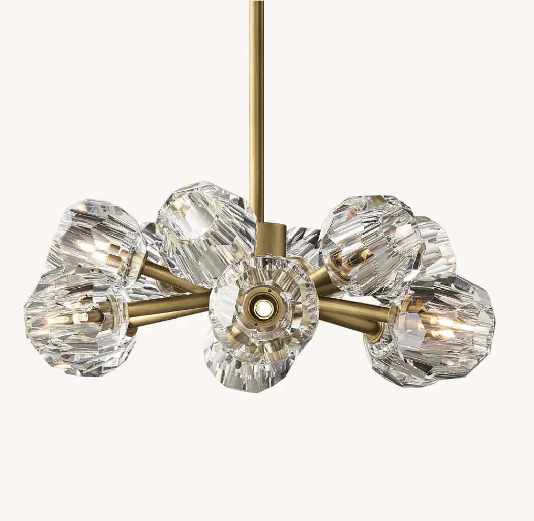 Boule De Cristal Clear Glass Round Chandelier Lighting 24" Elegant Ceiling Light