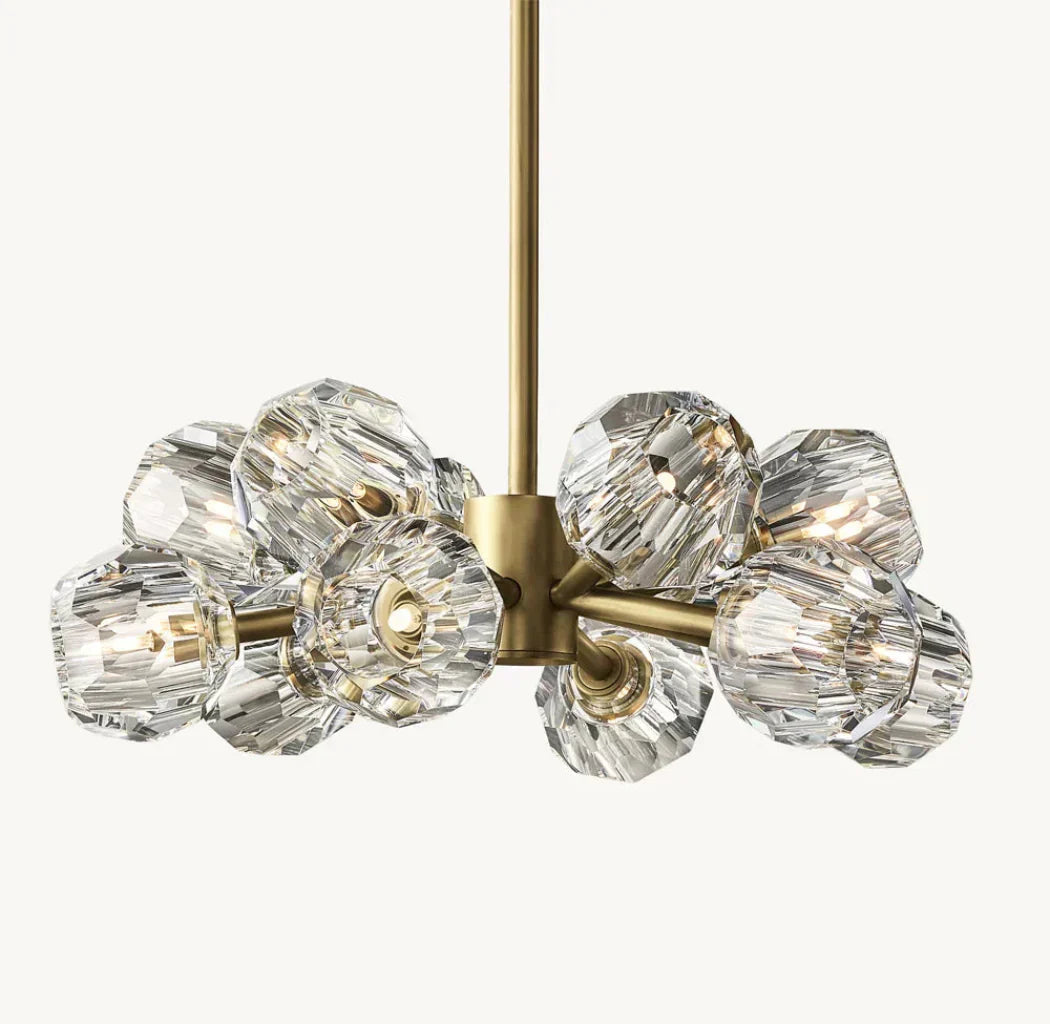 Boule De Cristal Clear Glass Round Chandelier Lighting 24" Elegant Ceiling Light