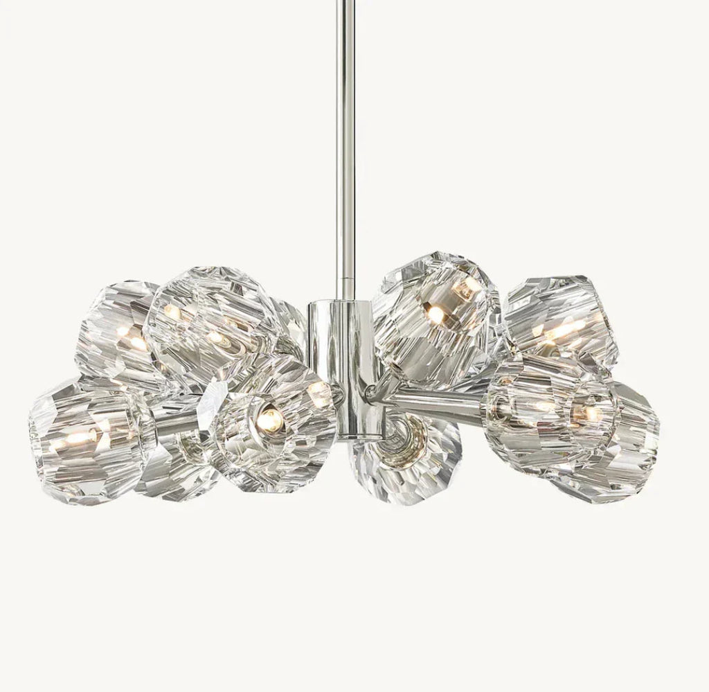 Boule De Cristal Clear Glass Round Chandelier Lighting 24" Elegant Ceiling Light